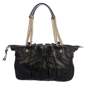 Marc Jacobs Pleated Leather Shoulder bag. Made in Italy. Early 2000. Black/Brass